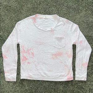 POL Light Pink Tie-Dye Cotton Crew Neck Sweater- Large
